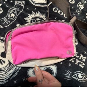 lululemon athletica Pink and Cream Women's Belt bag